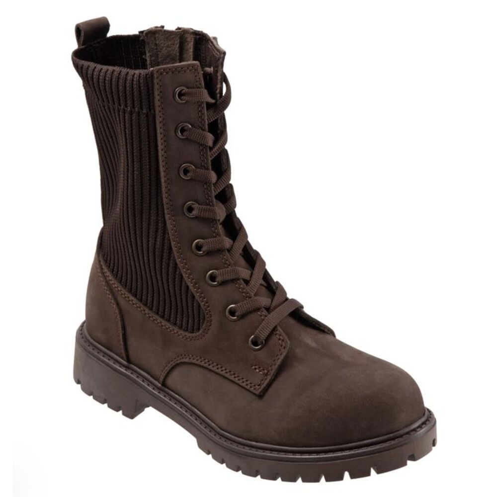NWOB Bueno Stella Brown Nubuck Combat Boots Calf High Fleece Lined Comfort Sz 36